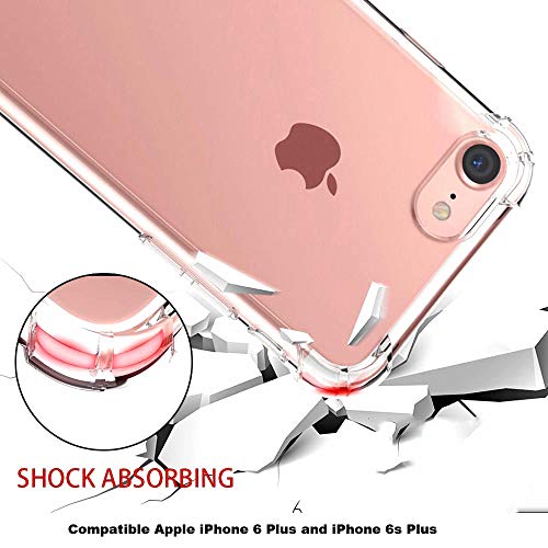 CaseHQ iPhone 6 Plus Case, iPhone 6S Plus Case Transparent Enhanced Grip Protective Defender Cover Soft TPU Shell Shock-Absorption Bumper Anti-Scratch Back Air Cushioned 4 Corners - Clear - Image 3