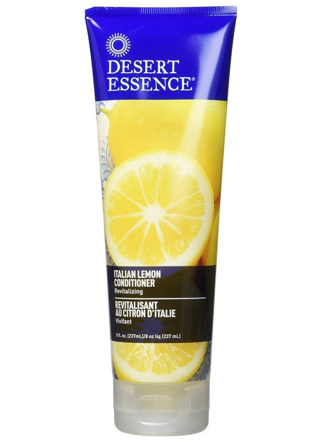 DESERT ESSENCE Italian Lemon Conditioner 8 Fl Oz Revitalizing Hair Detangler Adds Volume Shine Strength Scented Certified Organic Aloe Vera Vitamin B5 Cruelty Free No Parabens  - Image 1