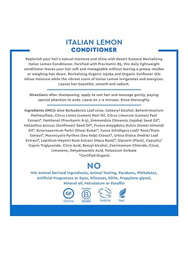 DESERT ESSENCE Italian Lemon Conditioner 8 Fl Oz Revitalizing Hair Detangler Adds Volume Shine Strength Scented Certified Organic Aloe Vera Vitamin B5 Cruelty Free No Parabens  - Image 5