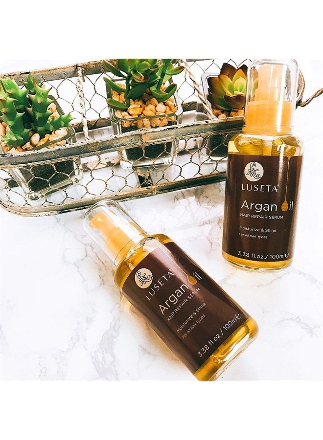 L LUSETA Luseta Argan Oil for Hair, 100% Pure Argan Oil Hair Serum for Frizzy Control Dry Damage Hair, Repair Hair Shine Smoothing Strengthening & Nourishing, All Hair Types 3.38 Fl oz - Image 5