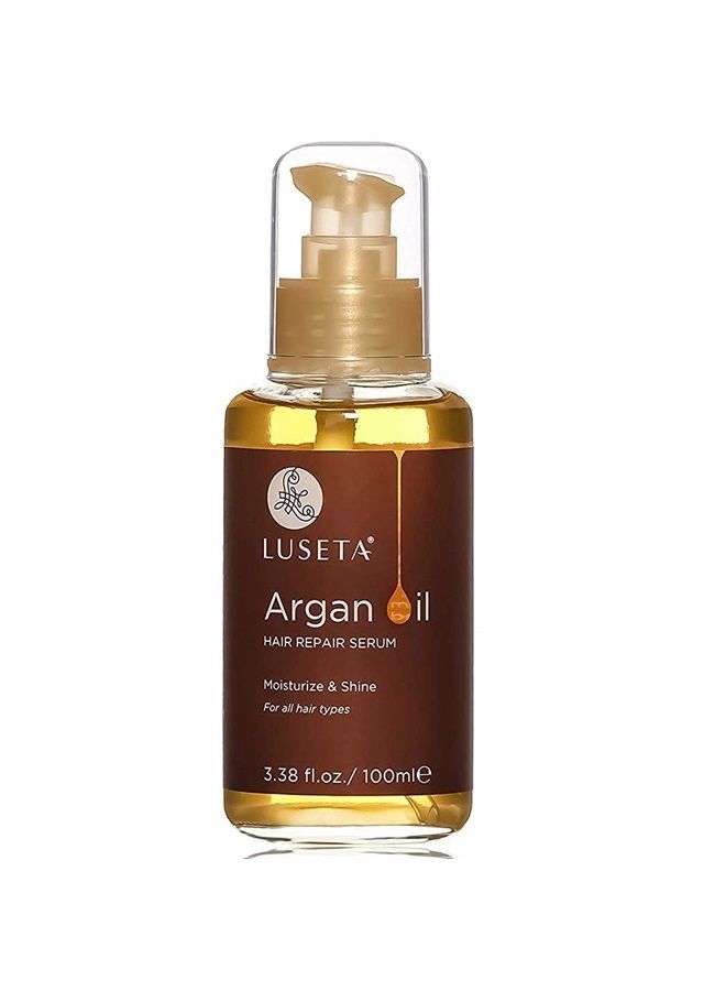 L LUSETA Luseta Argan Oil for Hair, 100% Pure Argan Oil Hair Serum for Frizzy Control Dry Damage Hair, Repair Hair Shine Smoothing Strengthening & Nourishing, All Hair Types 3.38 Fl oz - Image 1