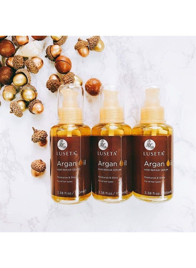 L LUSETA Luseta Argan Oil for Hair, 100% Pure Argan Oil Hair Serum for Frizzy Control Dry Damage Hair, Repair Hair Shine Smoothing Strengthening & Nourishing, All Hair Types 3.38 Fl oz - Image 4