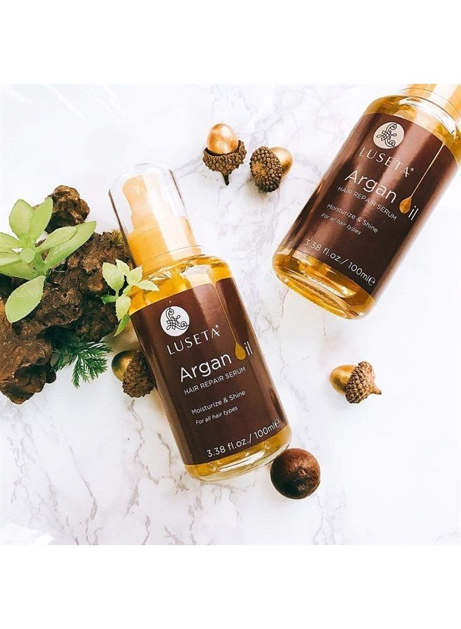 L LUSETA Luseta Argan Oil for Hair, 100% Pure Argan Oil Hair Serum for Frizzy Control Dry Damage Hair, Repair Hair Shine Smoothing Strengthening & Nourishing, All Hair Types 3.38 Fl oz - Image 3