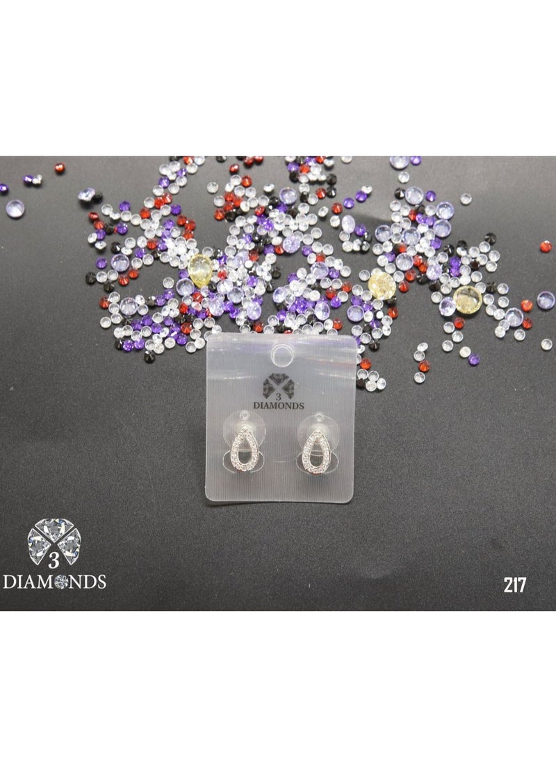 3Diamonds - 3diamond Platinum Plated Earring For Women Cubic Zircon Stone - Image 1