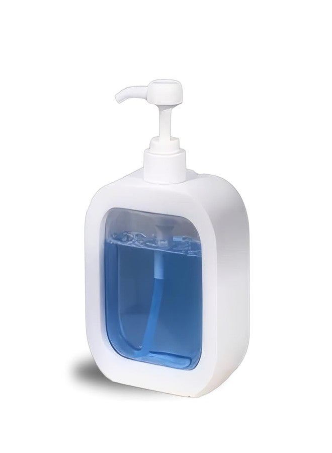 KWER 1 Pack Hand Soap Dispenser for Bathroom, Modern Dish Soap Dispenser for Kitchen Sink, Liquid Soap Container with Pump, Clear Plastic Soap Pump Bottles 300 ML (White) - Image 1