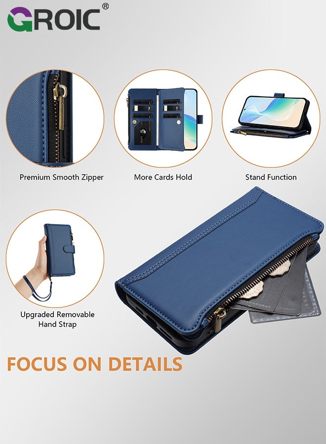 GROIC Compatible with iPhone 17 Pro Max Wallet Case, PU Leather Phone Case for iPhone 17 Pro Max,Flip Shockproof iPhone 17 Pro Max Phone Cover,Strap Zipper Pocket Credit Card Holder Slots iPhone 17 Pro Max Phone Shell 6.9 inch - Image 5