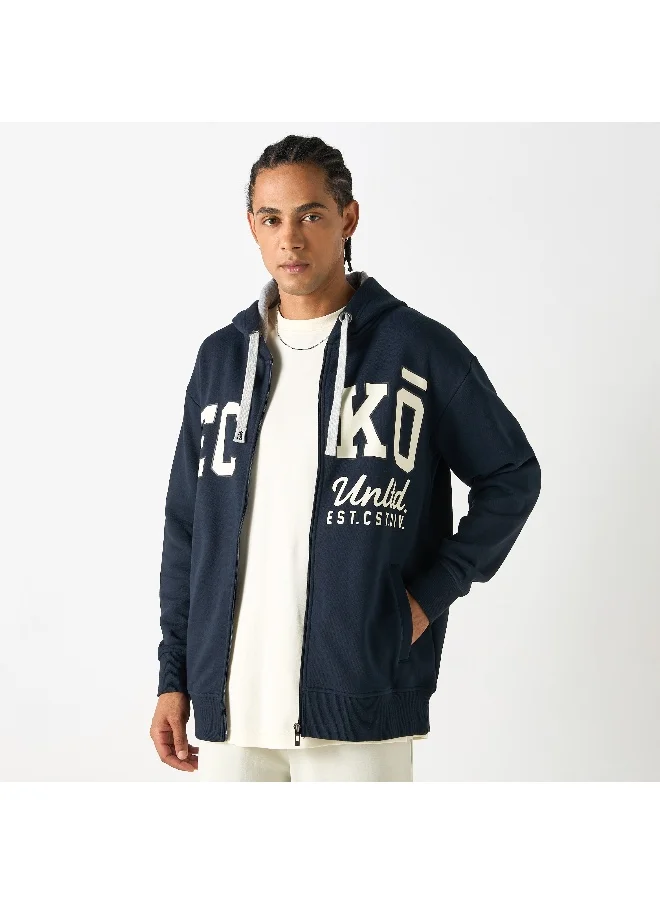 Ecko Unltd. Ecko Logo Print Zip Through Hoodie with Pockets