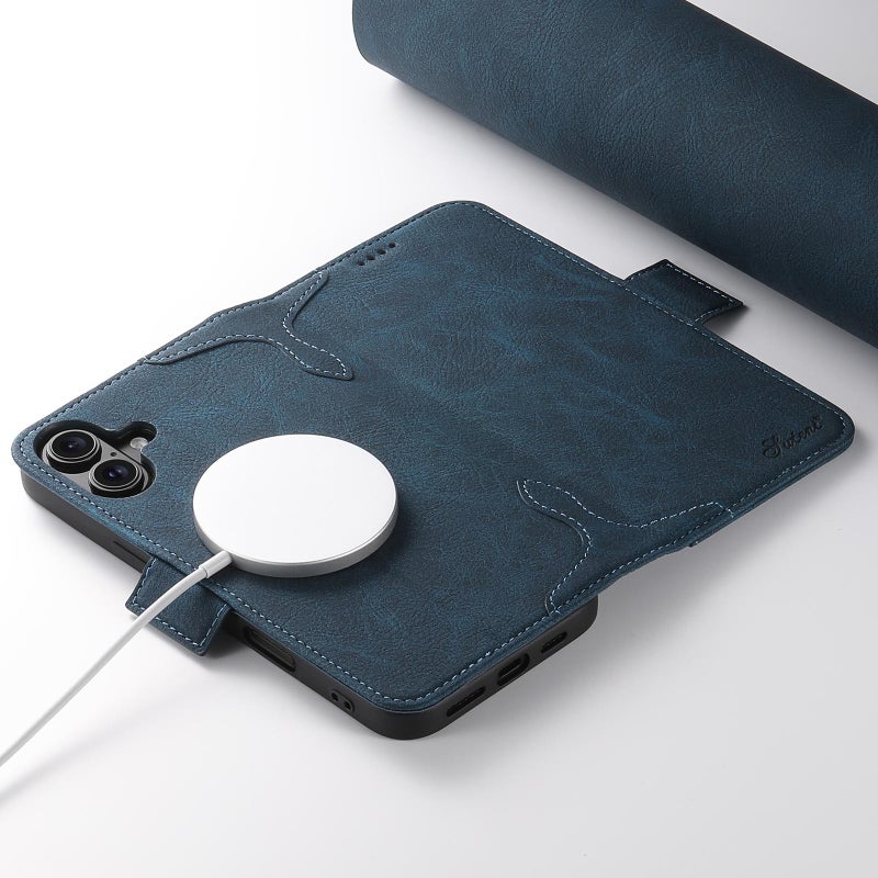 Suteni For Iphone 17 Suteni J07 Multifunctional Horizontal Flip Magsafe Leather Phone Case(Blue) - Image 4
