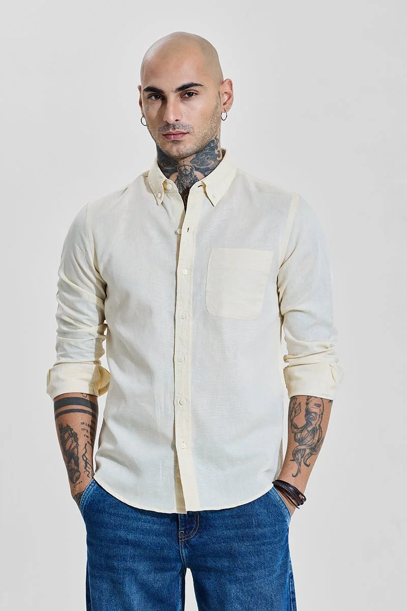 سنيتش قميص كتان بقصة ضيقة