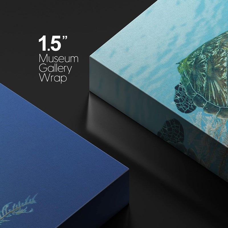 wall26 Canvas Print Wall Art Turtle Glides in Ocean Near Yellow Seaweed - Image 4