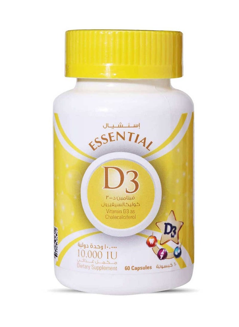Essential Vitamin D is a lipid-soluble vitamin elementary for a variety of biological effects, some of which include increasing the intestinal absorption of calcium, magnesium, and phosphate. Vitamin D also prevents calcium loss from kidney . Deficiency with Vitamin D is most common in babies, pregnancy, lactating mothers, and elderly patient . Highlights Supports the general wellbeing . Help you fulfill your nutritional needs and support your everyday health and wellbeing . Vitamin D plays a very important role in Calcium absorption & metabolism, boosts immunity, bone health. Prevents Osteoporosis . Complementary Vitamin for Elder People . 