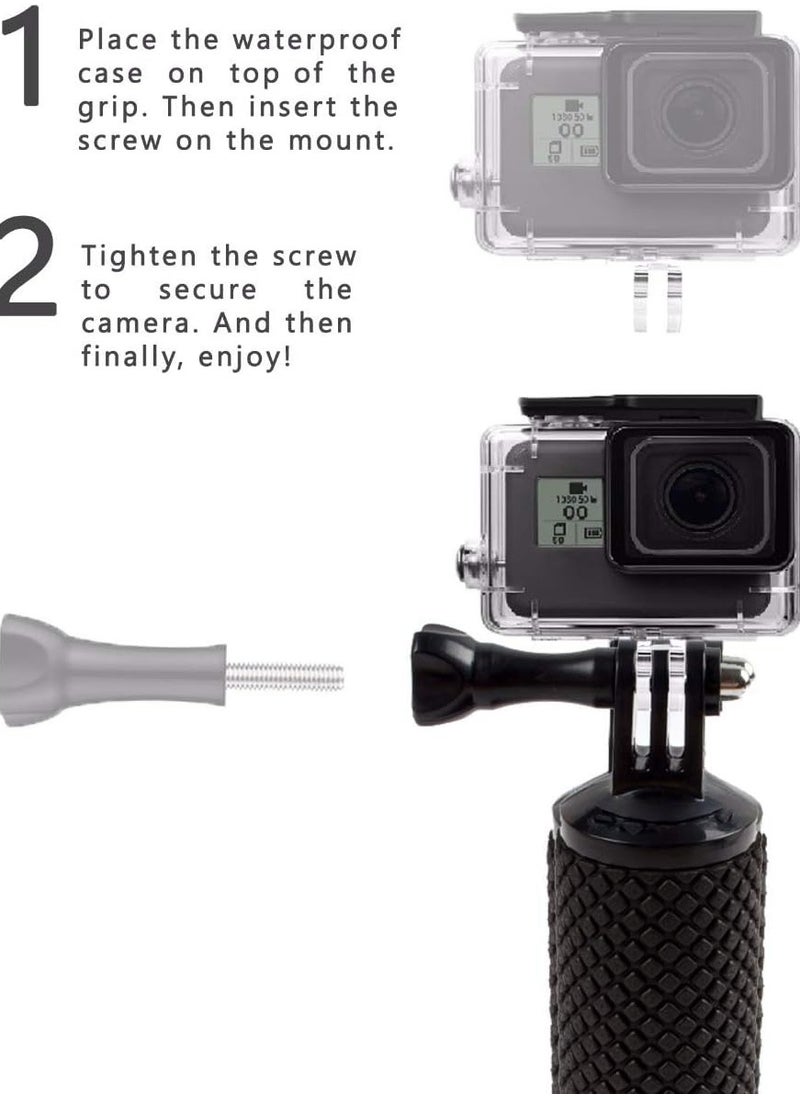 Waterproof Floating Hand Grip Compatible with GoPro Hero 12 11 10 9 8 7 6 5 4 3+ 2 1 Session Black Silver Camera Handler & Handle Mount Accessories Kit for Water Sport and Action Cameras (GREEN)