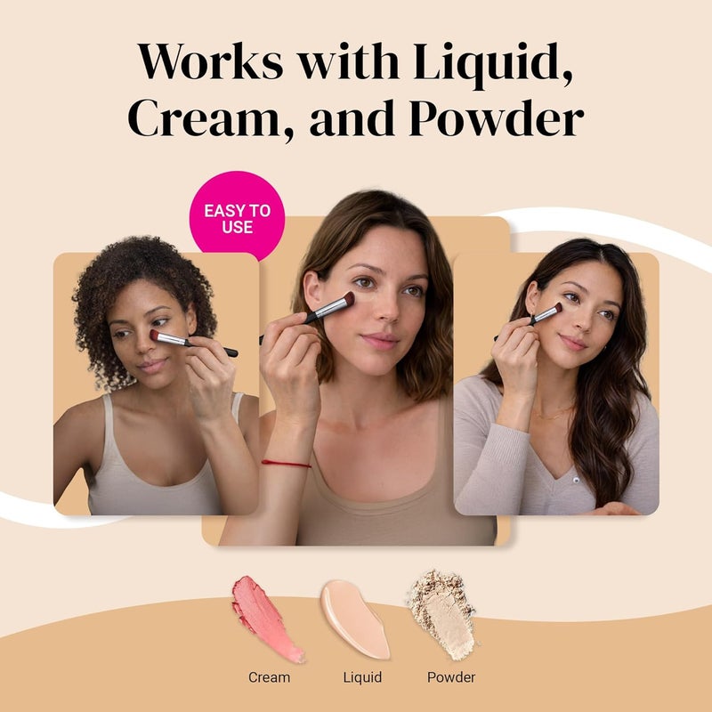 Keshima Angled Concealer Brush by - Under-Eye Concealing, Contouring & Setting, Seamless Streak-Free Finish - Works with Liquid, Cream & Powder - Soft, Dense Synthetic Bristles - Image 5
