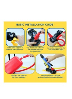 OASIS-TH Dual Stomp Rocket Launcher Toy For Kids Outdoor Shoots Up To 100 Feet Jump Rocket Set 6 Foam Rockets And 2 Stomp Launcher  - Image 4