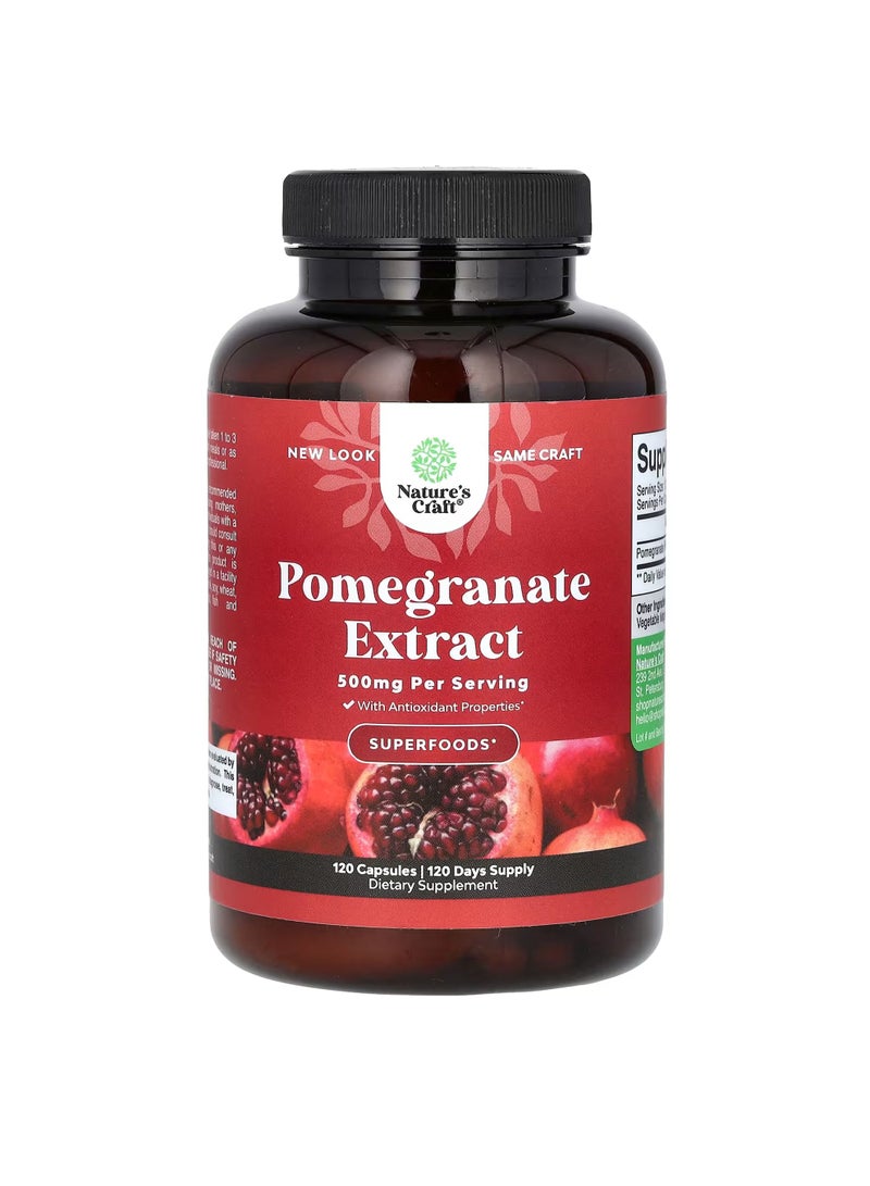 Nature's Craft Pomegranate Extract , 500 mg , 120 Capsules