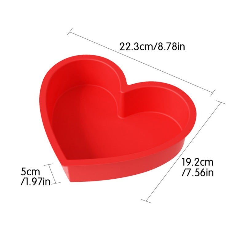 Heart Shaped Silicone Mold: 10-Inch 8-Inch 6-Inch Red - Food-Grade Silicone For Easy Release, High-Temperature Resistant Up To 420°C, Easy-To-Clean Smooth Surface - For Baking Enthusiasts, Family Gath - Image 3