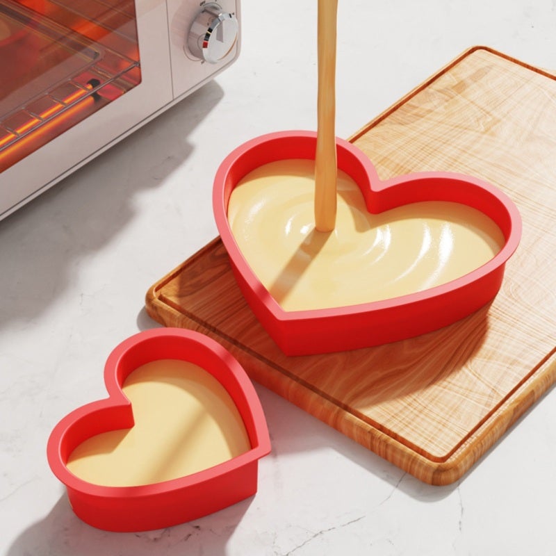 Heart Shaped Silicone Mold: 10-Inch 8-Inch 6-Inch Red - Food-Grade Silicone For Easy Release, High-Temperature Resistant Up To 420°C, Easy-To-Clean Smooth Surface - For Baking Enthusiasts, Family Gath - Image 5