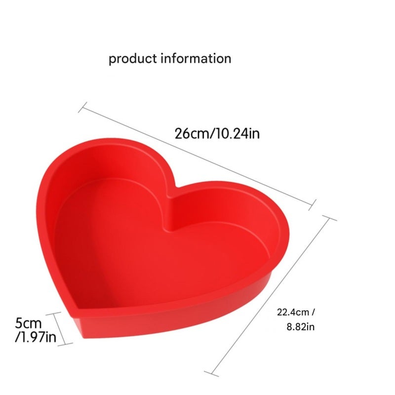 Heart Shaped Silicone Mold: 10-Inch 8-Inch 6-Inch Red - Food-Grade Silicone For Easy Release, High-Temperature Resistant Up To 420°C, Easy-To-Clean Smooth Surface - For Baking Enthusiasts, Family Gath - Image 2