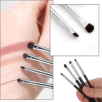 WY LIGHTING LEVEL 8Pcs Eye Makeup Brush Sets Mini Smudge Brush for Eyeliner Eyeshadow Brushes for Powder Gel Cream Liquid Concealer Brush Eyeliner Blending Corner Highlighter Soft Natural Pony Hair Brush - Image 5