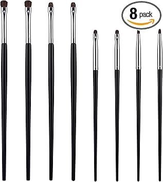 WY LIGHTING LEVEL 8Pcs Eye Makeup Brush Sets Mini Smudge Brush for Eyeliner Eyeshadow Brushes for Powder Gel Cream Liquid Concealer Brush Eyeliner Blending Corner Highlighter Soft Natural Pony Hair Brush - Image 1