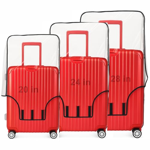HOMIFLY Combo of 3 Trolley Bag Cover/Suitcase Bag Cover/Waterproof Luggage Cover/Zippered Clear PVC Suitcase Covers Protectors (28 inch, 24 inch, 20inch) - Image 1