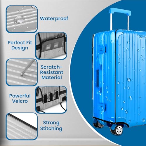 HOMIFLY Combo of 3 Trolley Bag Cover/Suitcase Bag Cover/Waterproof Luggage Cover/Zippered Clear PVC Suitcase Covers Protectors (28 inch, 24 inch, 20inch) - Image 3