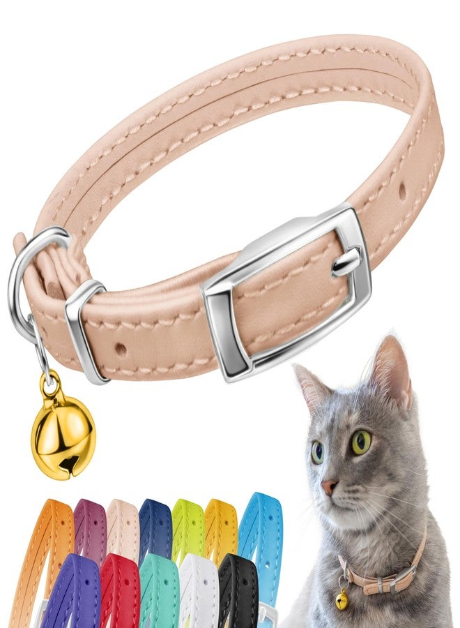 CollarDirect Leather Cat Collar with Removable Bell – Safety Elastic Strap (Breakaway Alternative) – Kitten Collar for Small & Big Boy & Girl Cats - Image 1