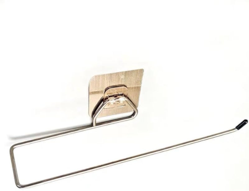 Modern Stainless Steel Tissue Roll Holder with Adhesive Mount â€“ Multi-Purpose Towel Rack for Bathroom & Kitchen â€“ Space-Saving, Rustproof, Easy to Install & Sleek Design (One package)