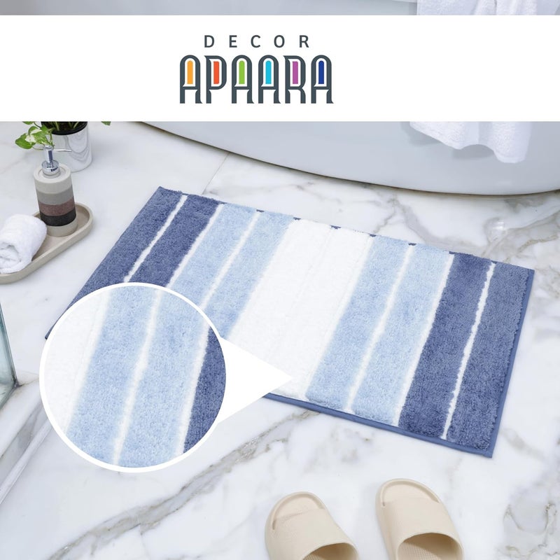 DECOR APAARA حصيرة ديكور أبارا بيانو سوبر سوفت من البوليستر الفاخر غير قابلة للانزلاق لمطبخ الحمام المدخل 50 80 أزرق داكن أزرق سماء أبيض - Image 3