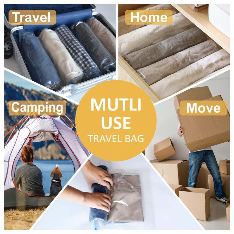 Cozy Essential Compression Bags for Travel - Travel Essentials - 12 Pack Space Saver Plastic Packaging Bags - No Vacuum Needed - Compression Packing Bags for Cruise Accessories - Image 5
