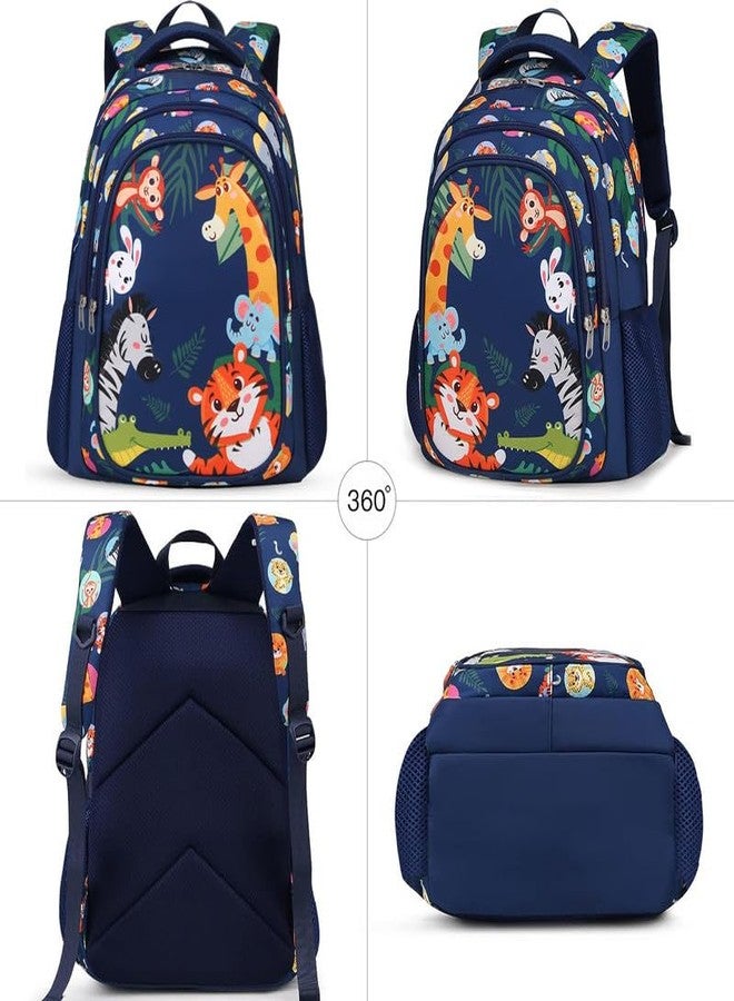 Frantic Waterproof Polyester 26 L 3 Compartment School Backpack With Pencil/Staionery Pouch School Bag Class 1 to 8 Daypack Picnic Bag For School Going Boys & Girls(RR_Full_Blue_Animals_24_A) - Image 2