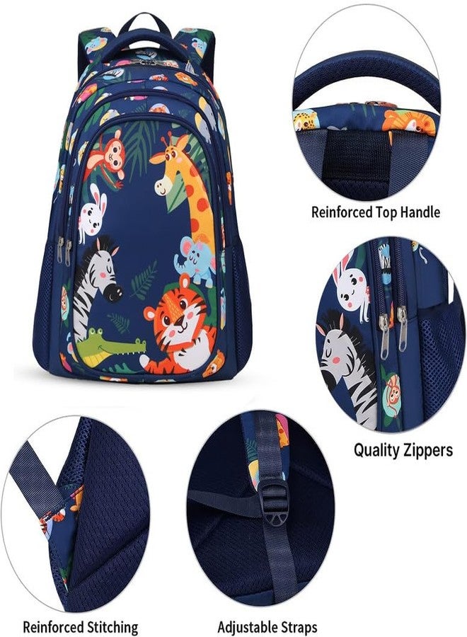 Frantic Waterproof Polyester 26 L 3 Compartment School Backpack With Pencil/Staionery Pouch School Bag Class 1 to 8 Daypack Picnic Bag For School Going Boys & Girls(RR_Full_Blue_Animals_24_A) - Image 5