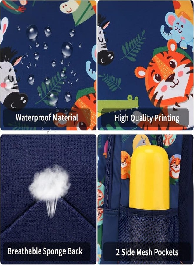 Frantic Waterproof Polyester 26 L 3 Compartment School Backpack With Pencil/Staionery Pouch School Bag Class 1 to 8 Daypack Picnic Bag For School Going Boys & Girls(RR_Full_Blue_Animals_24_A) - Image 4