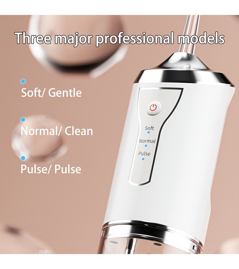 The Home Water Flosser Deeply Cleans Teeth Residue Stains And Plaque With Four Rinsing Heads And Built In Rechargeable Battery Oral Hygiene Tool White - Image 2