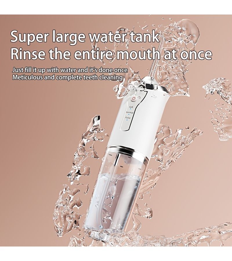 The Home Water Flosser Deeply Cleans Teeth Residue Stains And Plaque With Four Rinsing Heads And Built In Rechargeable Battery Oral Hygiene Tool White - Image 4