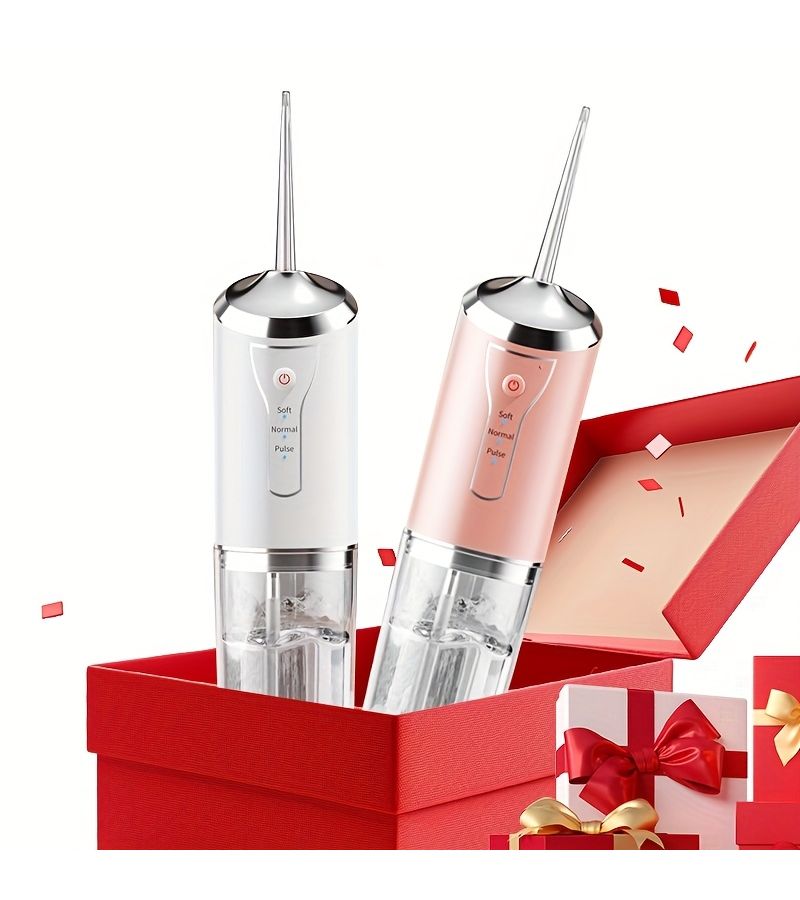 The Home Water Flosser Deeply Cleans Teeth Residue Stains And Plaque With Four Rinsing Heads And Built In Rechargeable Battery Oral Hygiene Tool White - Image 1