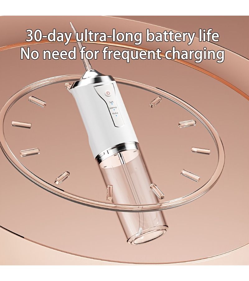 The Home Water Flosser Deeply Cleans Teeth Residue Stains And Plaque With Four Rinsing Heads And Built In Rechargeable Battery Oral Hygiene Tool White - Image 3