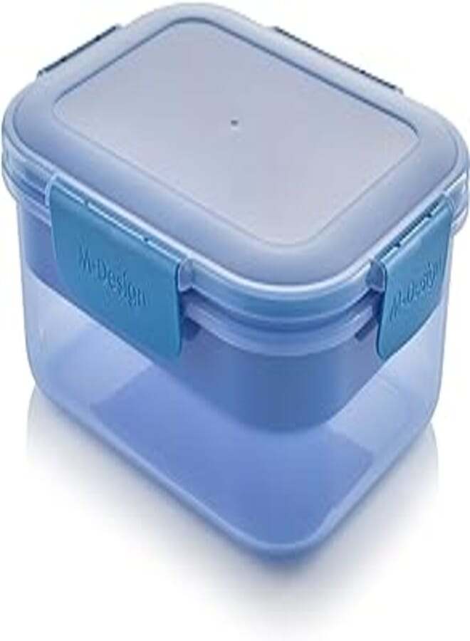 2.1L Lunch Box with Tray - Blue - Blue Clips