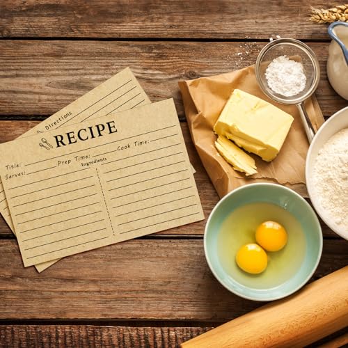 LOTMER 100 Sheets Recipe Cards, 4x6 Inch Vintage Recipe Cards, Suitable for Recording Recipes, Design Recipes and Kitchen Diaries (Brown) - Image 5