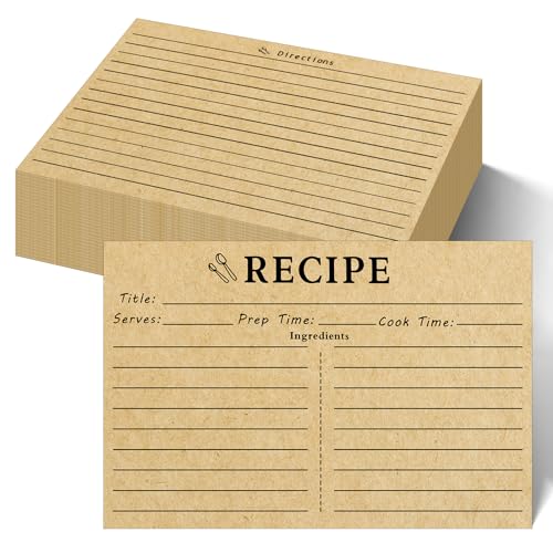 LOTMER 100 Sheets Recipe Cards, 4x6 Inch Vintage Recipe Cards, Suitable for Recording Recipes, Design Recipes and Kitchen Diaries (Brown) - Image 1
