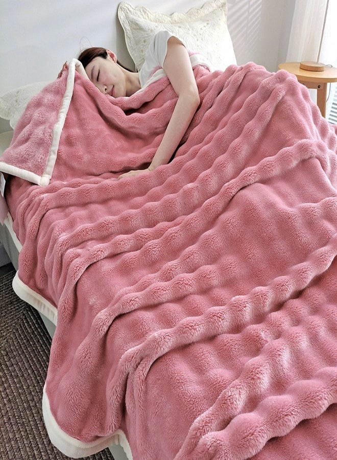 SUCITY 200*150cm Plush Fuzzy Fleece Throw Blanket Extra Large, Super Soft, Fluffy and Warm Blankets for Couch Bed for All Seasons Throw Blanket for Couch Bed(Pink) - Image 1