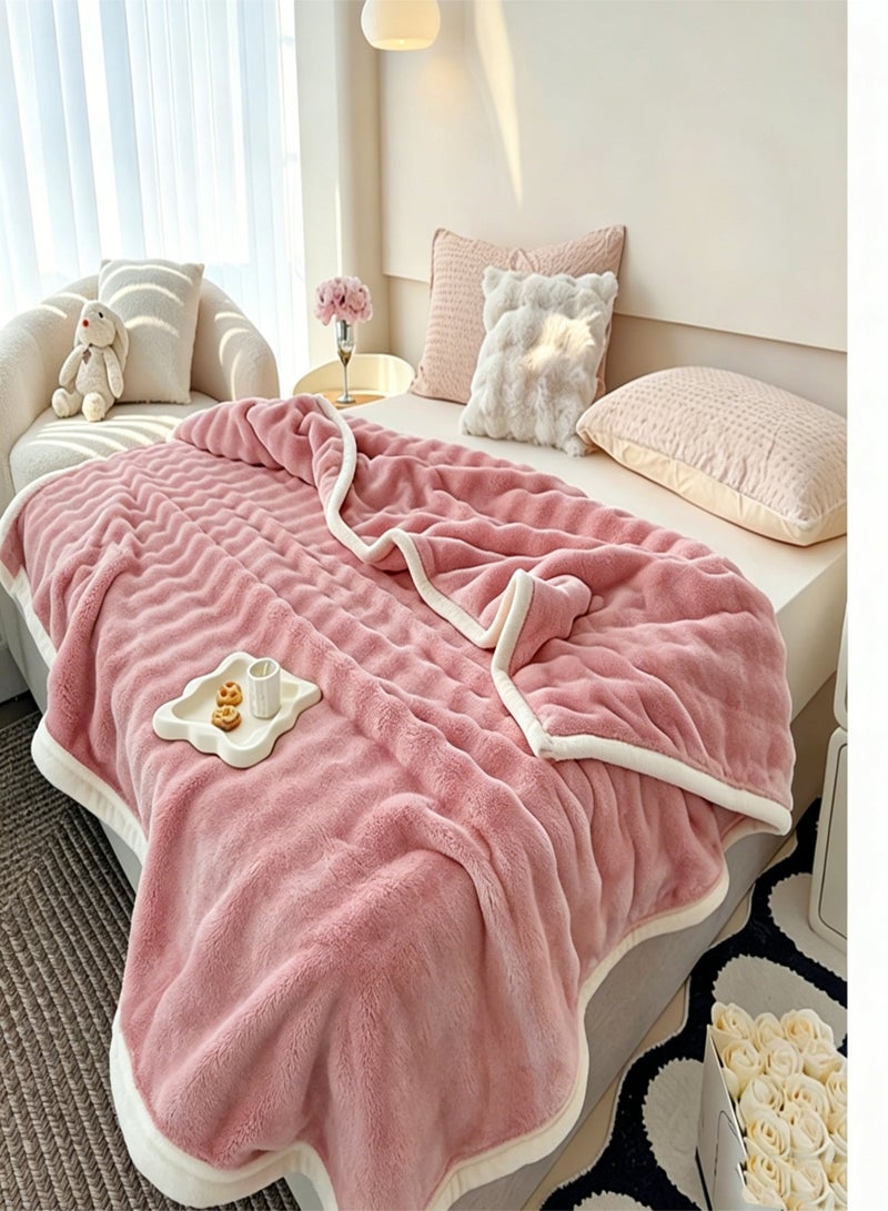 SUCITY 200*150cm Plush Fuzzy Fleece Throw Blanket Extra Large, Super Soft, Fluffy and Warm Blankets for Couch Bed for All Seasons Throw Blanket for Couch Bed(Pink) - Image 3