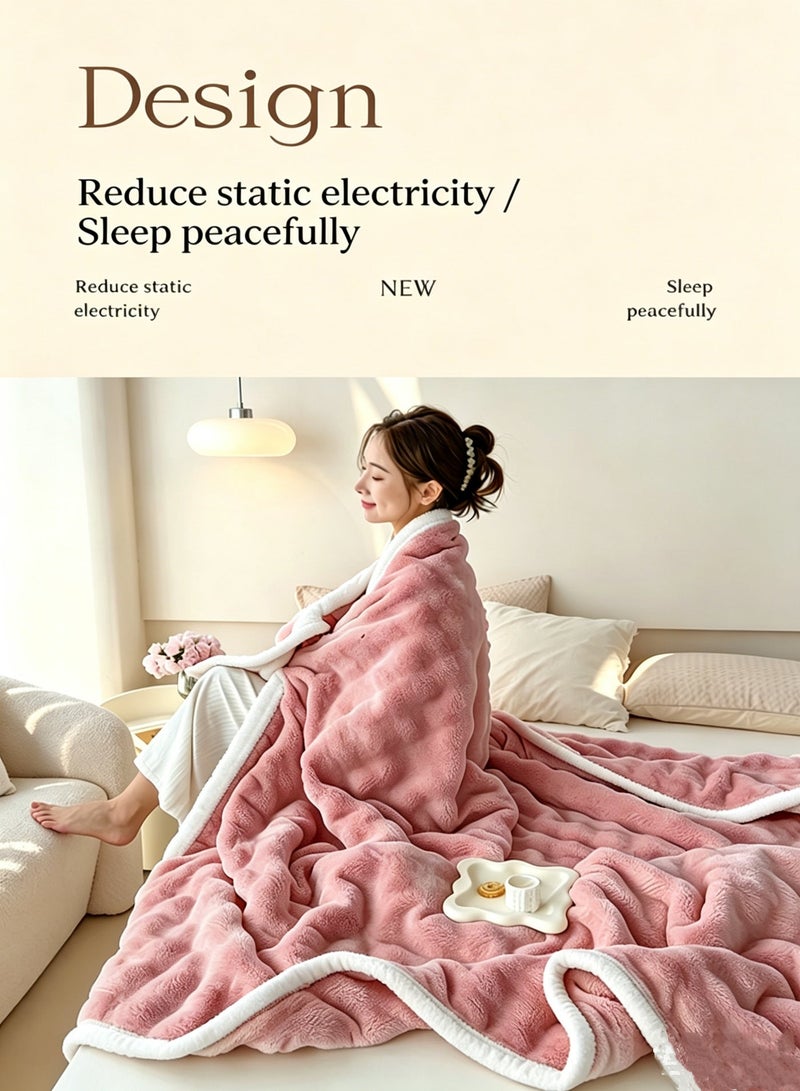 SUCITY 200*150cm Plush Fuzzy Fleece Throw Blanket Extra Large, Super Soft, Fluffy and Warm Blankets for Couch Bed for All Seasons Throw Blanket for Couch Bed(Pink) - Image 2