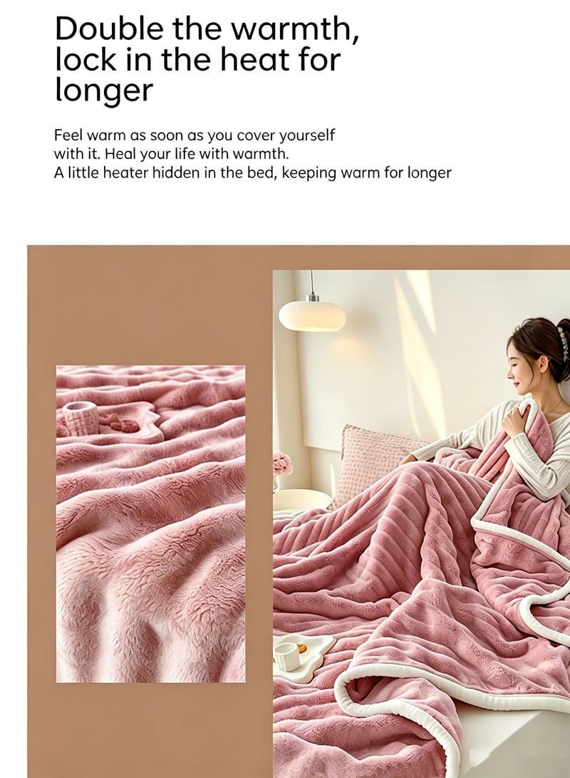 SUCITY 200*150cm Plush Fuzzy Fleece Throw Blanket Extra Large, Super Soft, Fluffy and Warm Blankets for Couch Bed for All Seasons Throw Blanket for Couch Bed(Pink) - Image 5