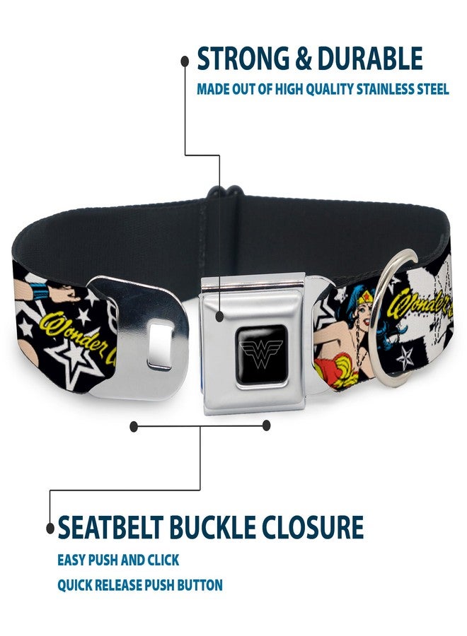 Buckle Down Buckle-Down Seatbelt Buckle Dog Collar - Wonder Woman/Stars Black/White - 1.5" Wide - Fits 18-32" Neck - Large - Image 4