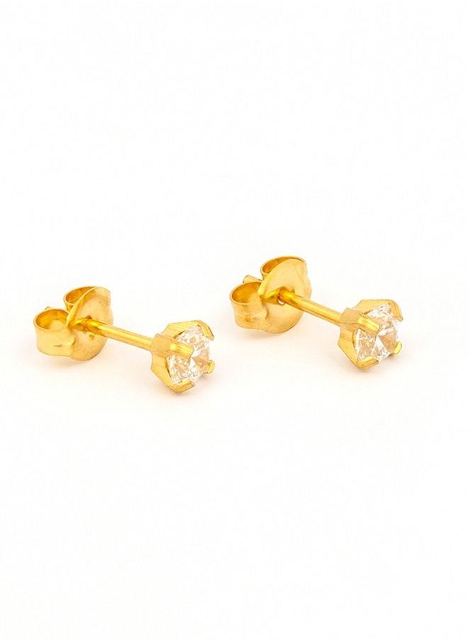 Studex - 4MM Cubic Zirconia 24K Pure Gold Plated Ear Studs For Kids - Image 1
