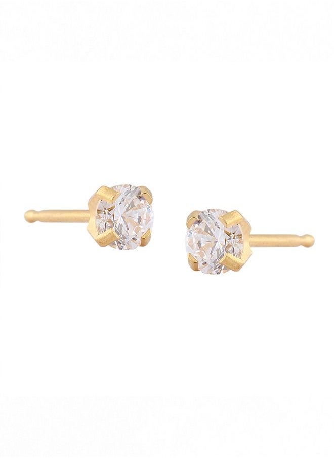 Studex - 4MM Cubic Zirconia 24K Pure Gold Plated Ear Studs For Kids - Image 1