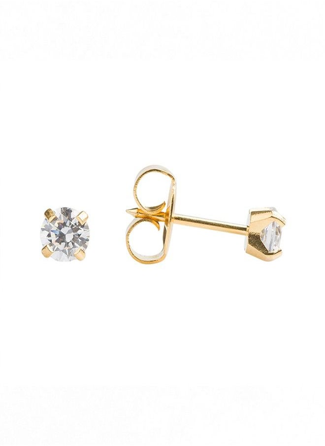 Studex - 4MM Cubic Zirconia 24K Pure Gold Plated Ear Studs For Kids - Image 1