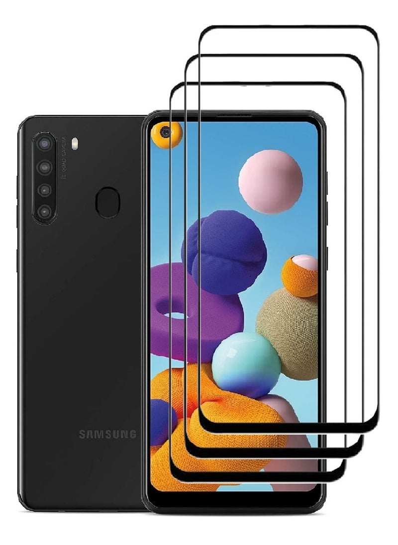 AINA 3 Pieces Tempered Glass Screen Protector 5D Designed For Samsung Galaxy A21 Full Glue Edge to Edge Full Screen Coverage And Bubble Free - Image 1