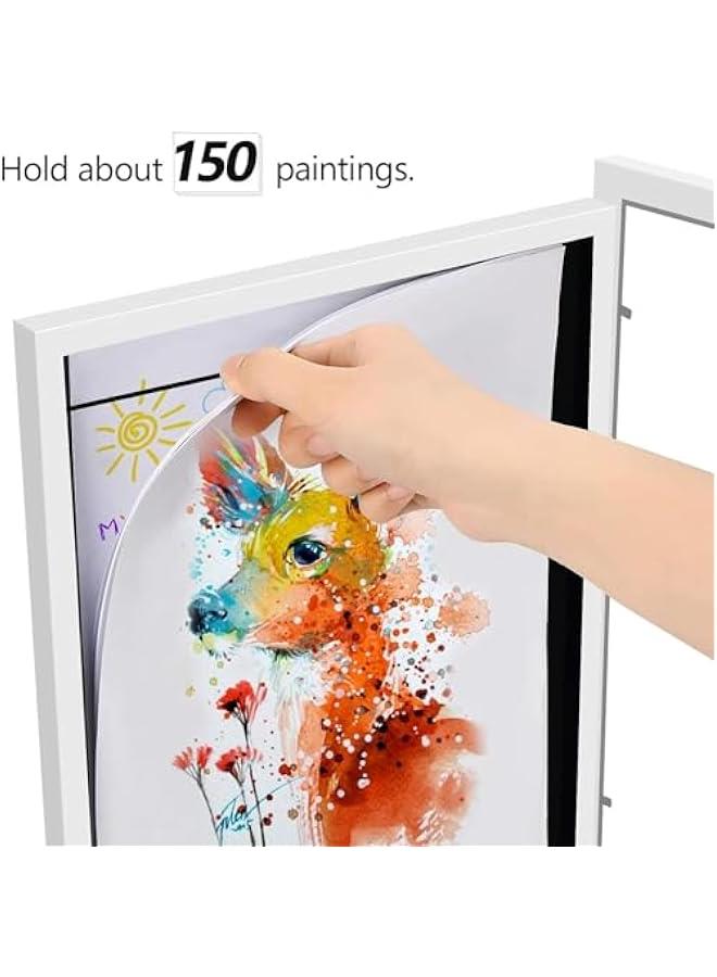HOOKOR Kids Art Frames, 8.5x11 Front Opening Kids Artwork Frames Changeable, Artwork Display Storage Frame for Wall,Kids Drawings Storage Holds 100 A4 Pcs for 3D Picture,Children Drawing (white) - Image 4